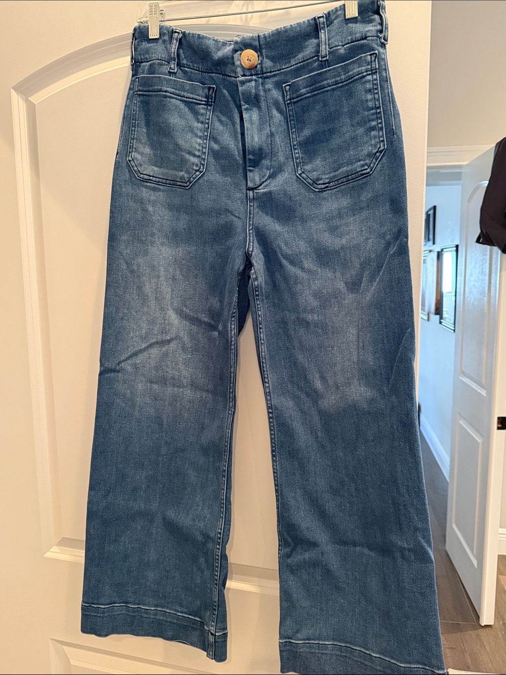 Anthropologie Wide-Leg Flare Jeans in Medium Blue